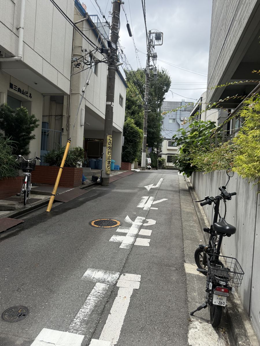 この先行止まりの看板がある細い道